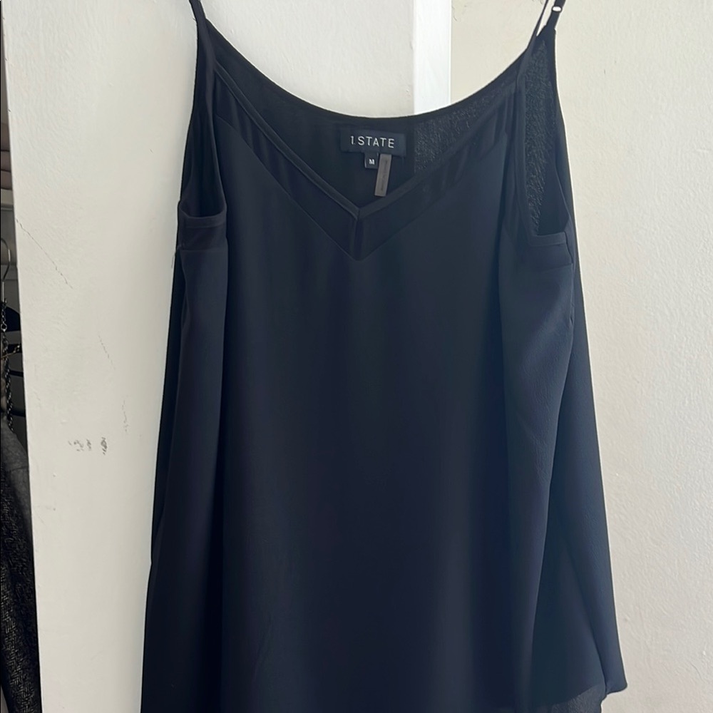 1. State Black V-Neck Sleeveless Blouse